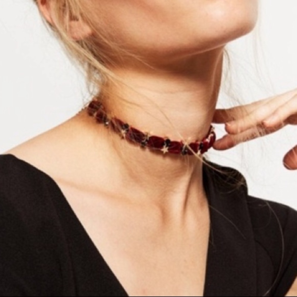 Velvet and gold choker necklaces